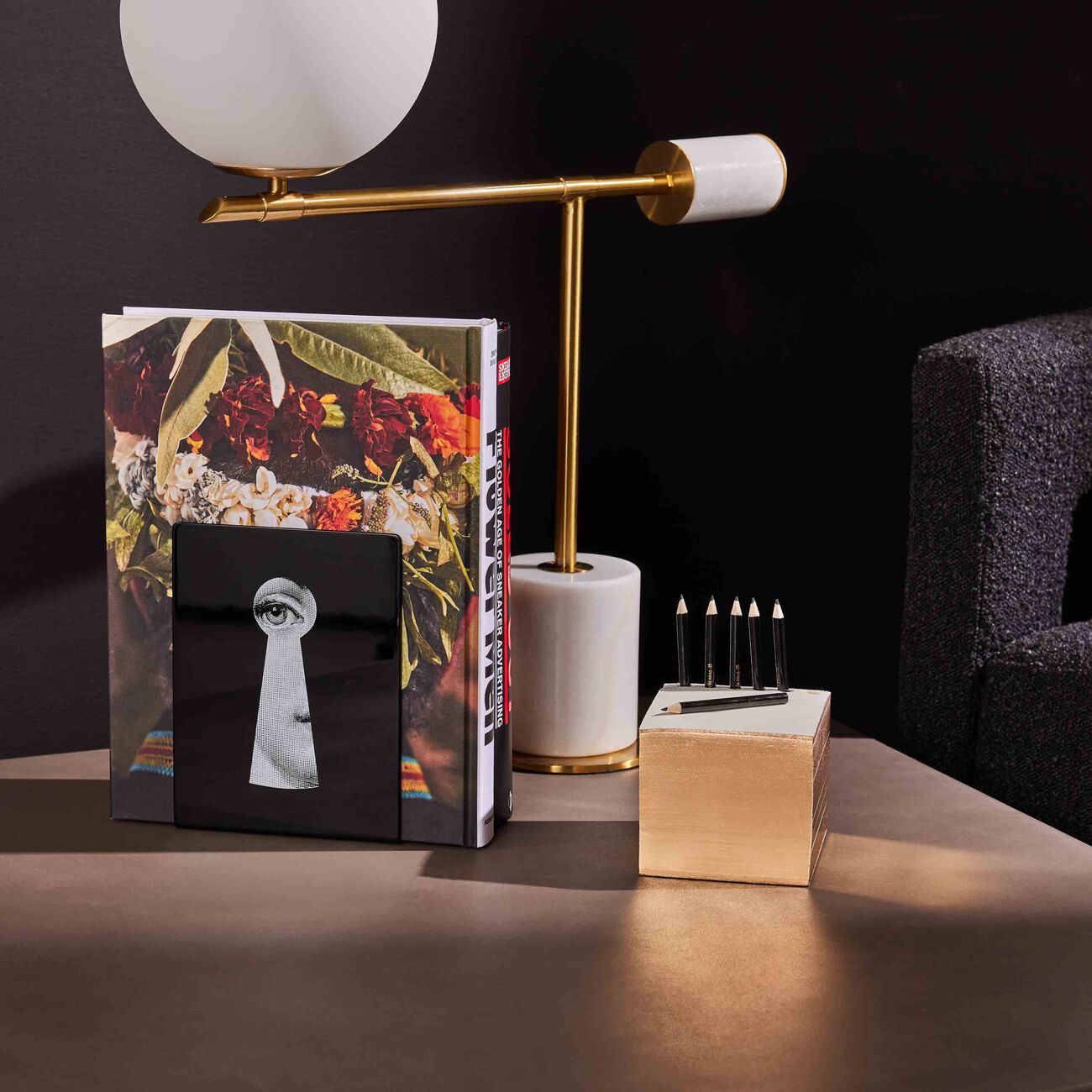 fornasetti serratura bookends black