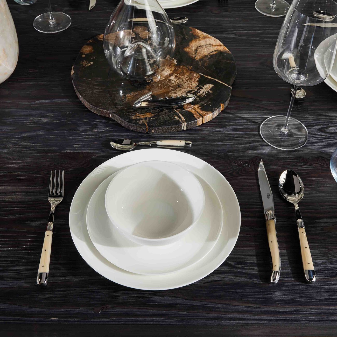 Acrylic Handle Table Knife Black Set of 6 forge de laguiole acrylic handle table knife black set of 6