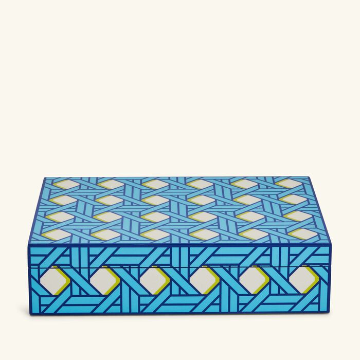 jonathan adler basketweave decorative box large blue