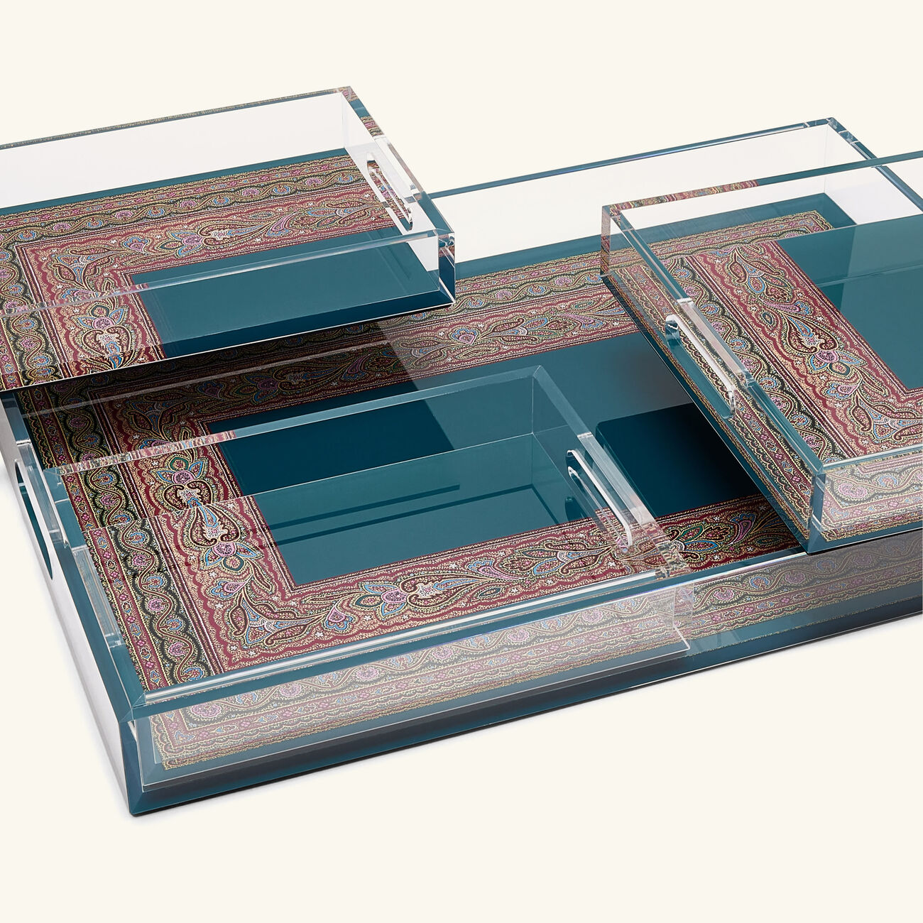 Cachemire Tray Rectangular Green Set Of 4 etro cachemire tray rectangular green set of 4