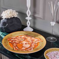 versace medusa amplified orange coin charger plate round orange 33cm