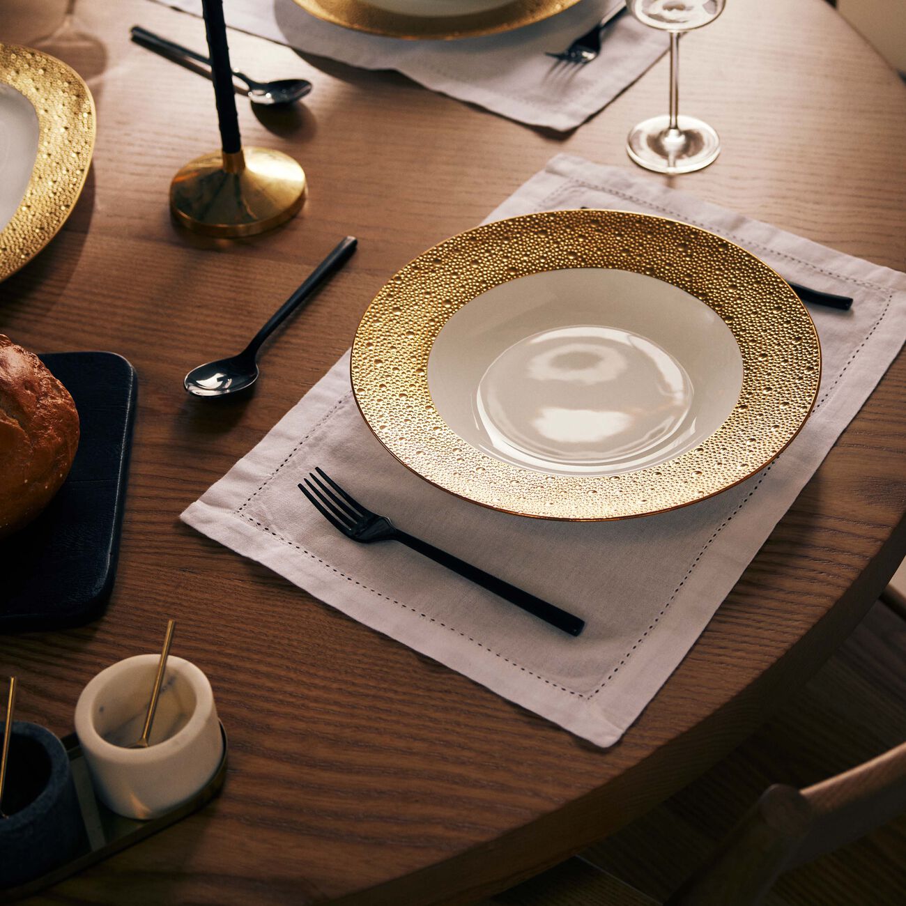 bernardaud ecume soup plate round gold 29cm