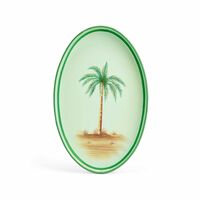 Fauna Palm Tree Handpainted Oval Iron Tray, small