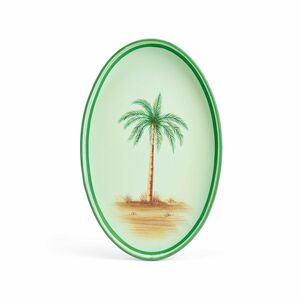 Fauna Palm Tree Handpainted Oval Iron Tray, medium