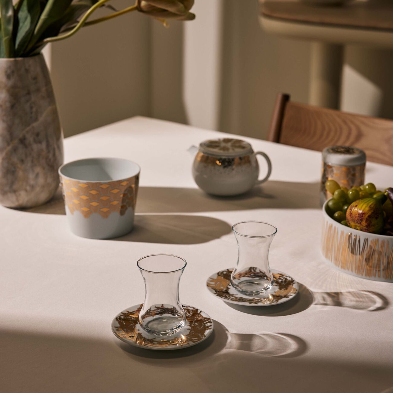 silsal tamrah by razan alazzouni palm arabic tea cup   saucer gold set of 2