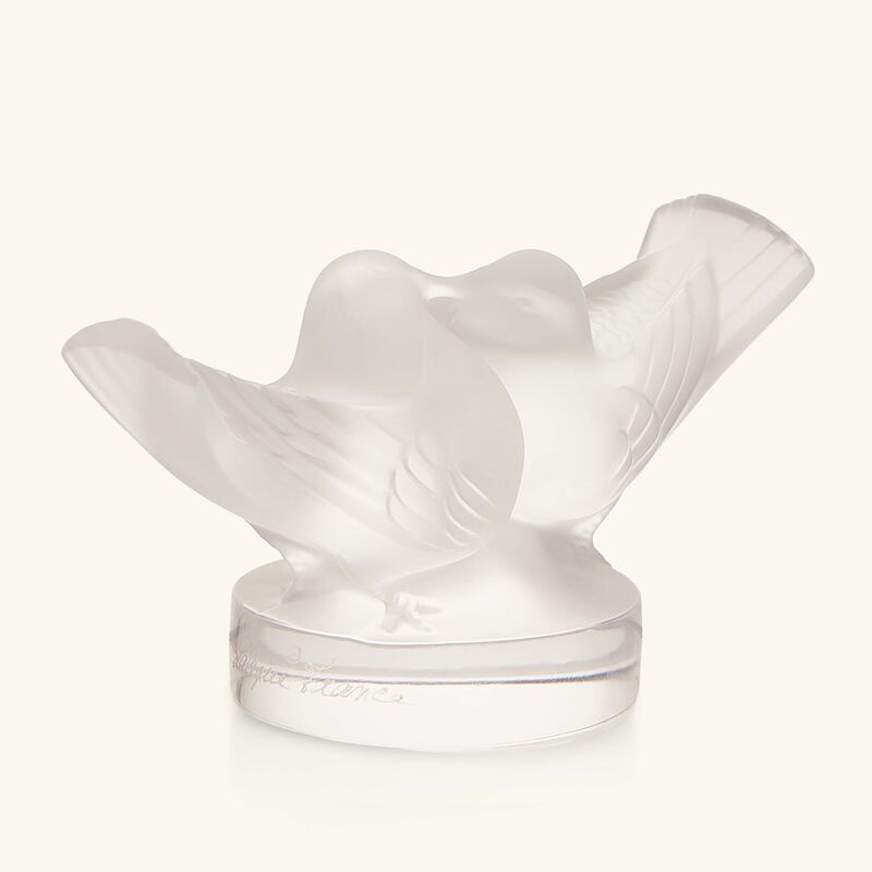 لاليك منحوتة على شكل زوج من طيور الحب صغيرة شفافة