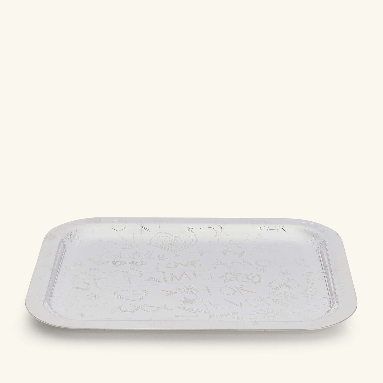 كريستوفل صينية الضيافة جرافيتي مستطيلة متوسطة مطلية بالفضة