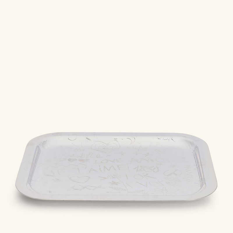 كريستوفل صينية الضيافة جرافيتي مستطيلة متوسطة مطلية بالفضة