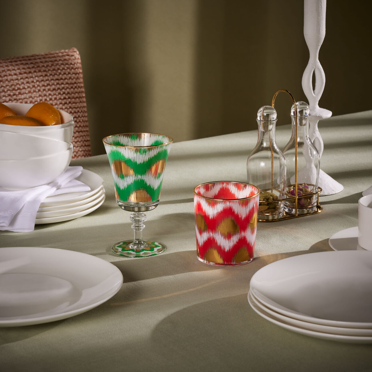 les ottomans ikat tumbler glass red