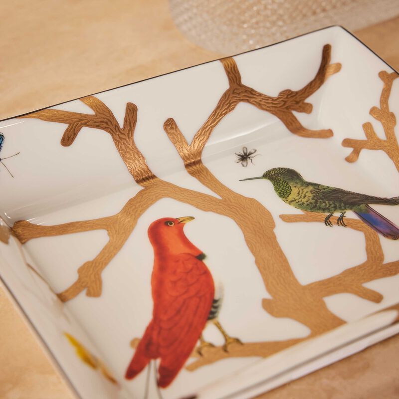 Aux Oiseaux Ashtray Rectangular Gold bernardaud aux oiseaux ashtray rectangular gold