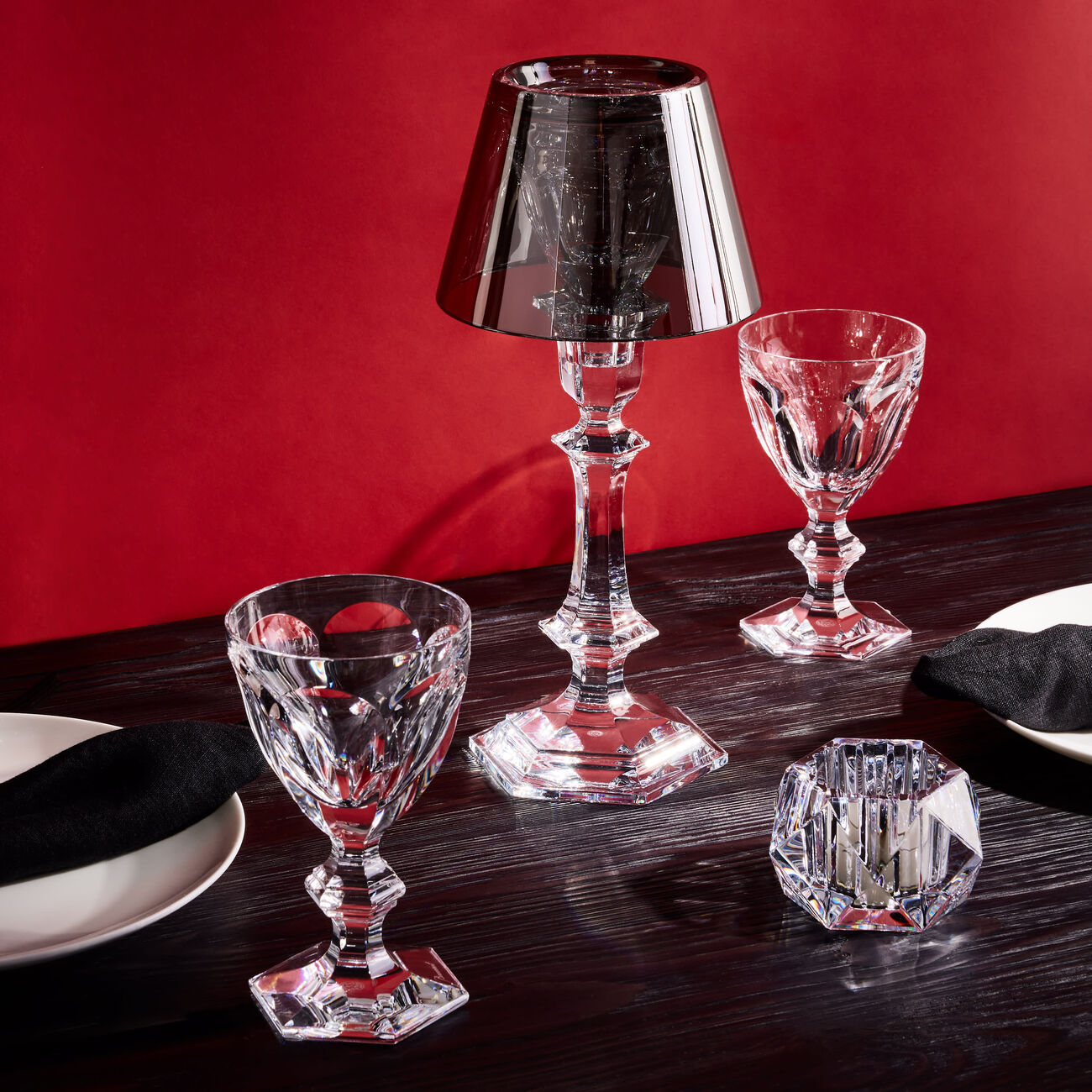 baccarat our fire candle holder silver