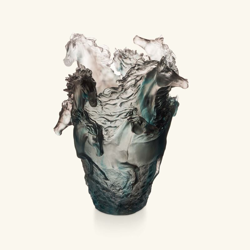 daum horses vase medium grey limited edition