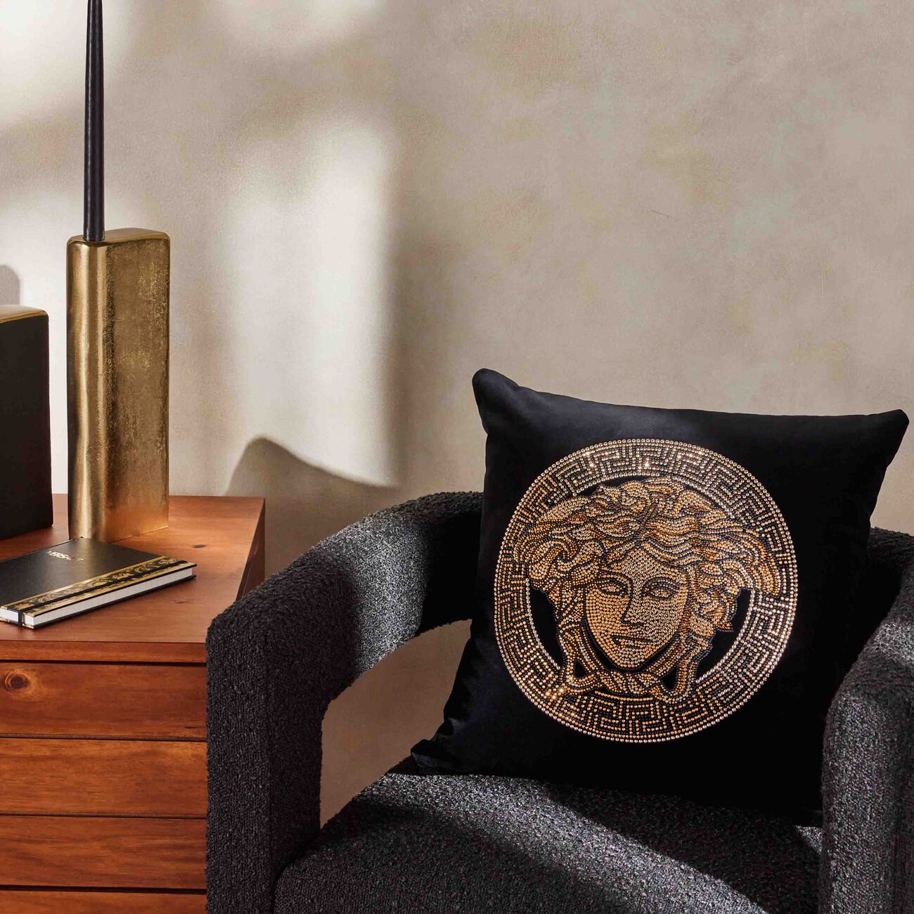 versace medusa studded pillow
