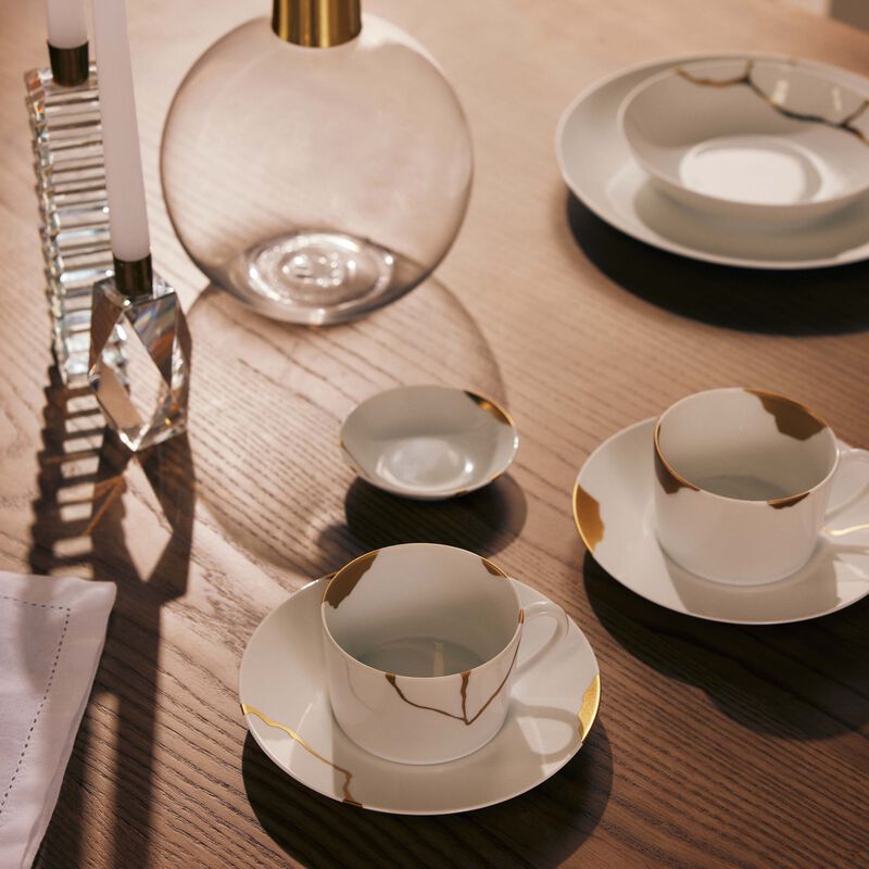 Kintsugi Tea Cup & Saucer Gold Set Of 2 bernardaud kintsugi tea cup saucer gold set of 2