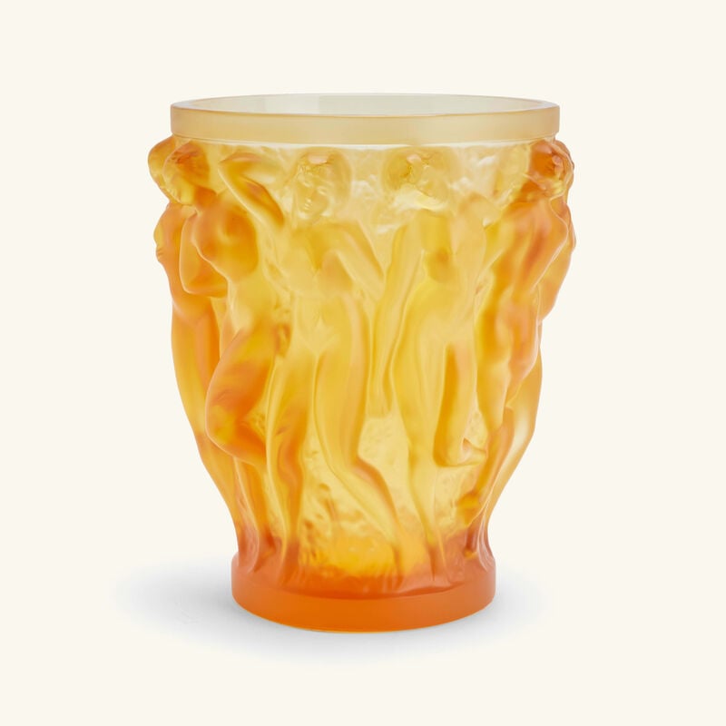 Bacchantes Vase Small Orange lalique bacchantes vase small orange