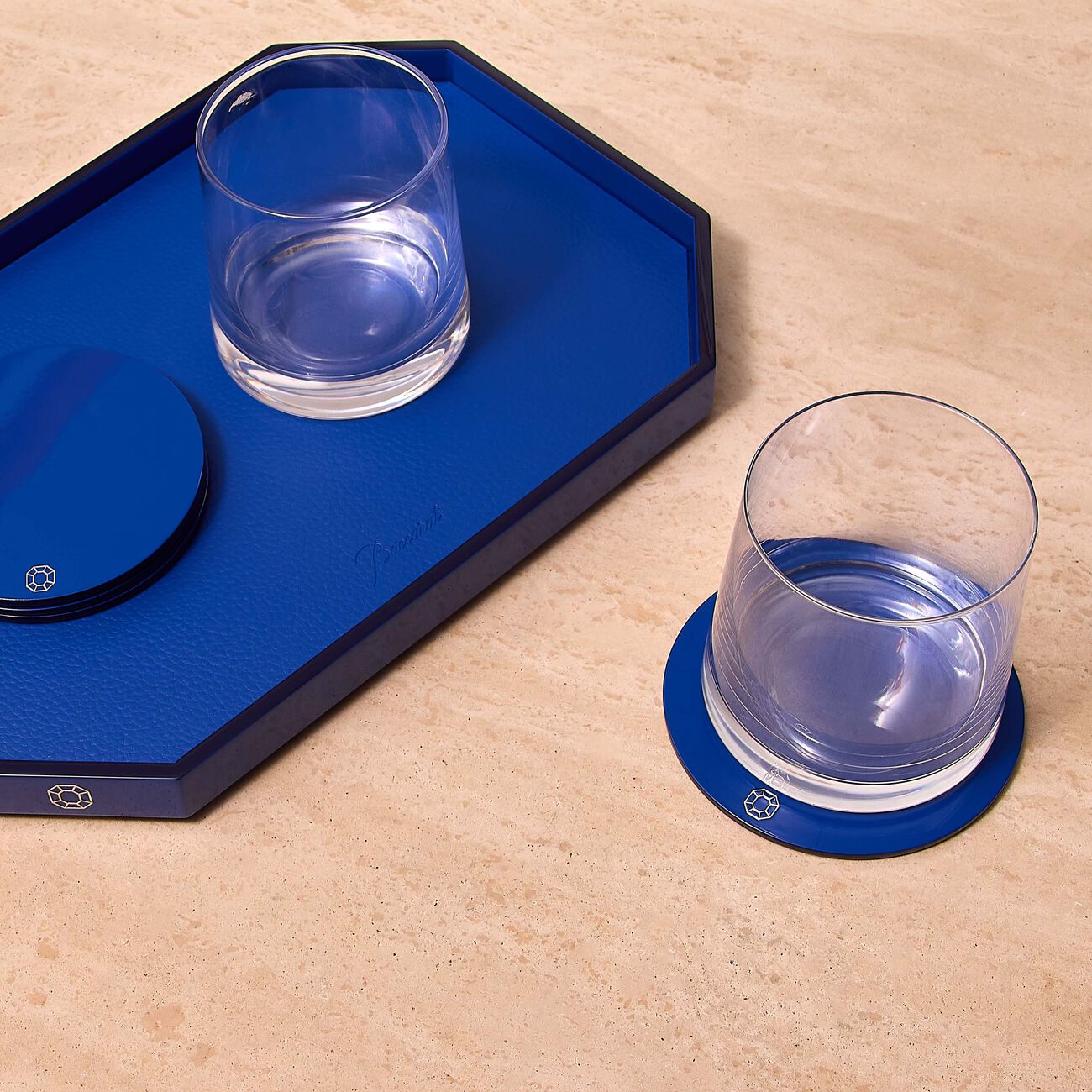 baccarat octogone coasters blue set of 4