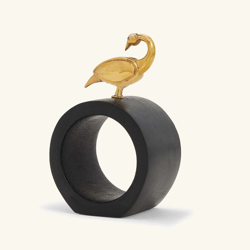 Heron Napkin Ring Black ira udaipur heron napkin ring black