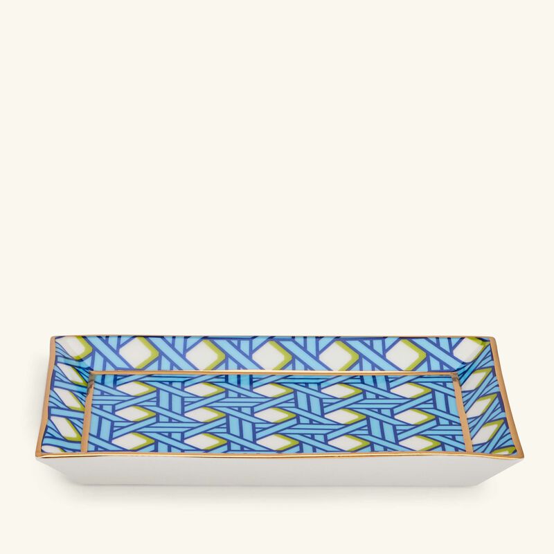 jonathan adler basketweave trinket tray rectangle small blue