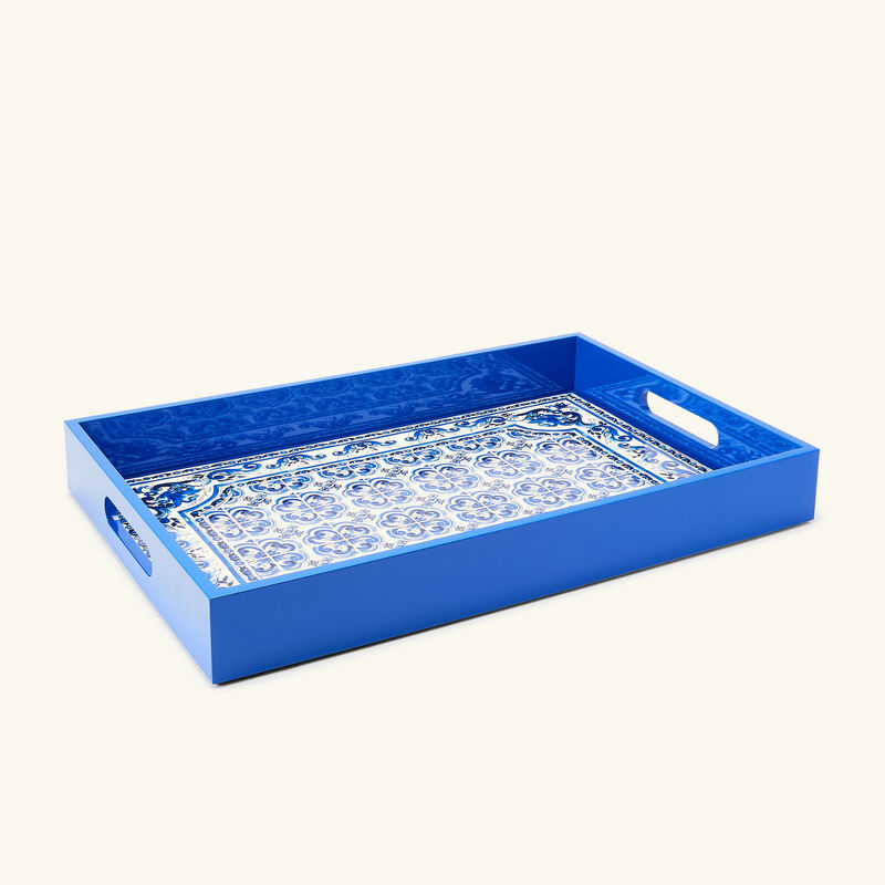 دولتشي أند غابانا كازا صينية بلو ميديترانيو مستطيلة كبيرة زرقاء