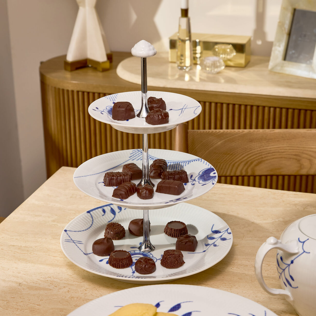 Blue Fluted Mega 3 Tier Cake Stand White royal copenhagen blue fluted mega 3 tier cake stand white