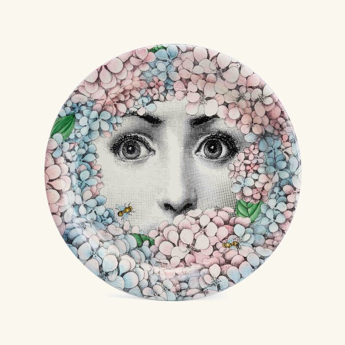 fornasetti ortensia tray round large multicolored