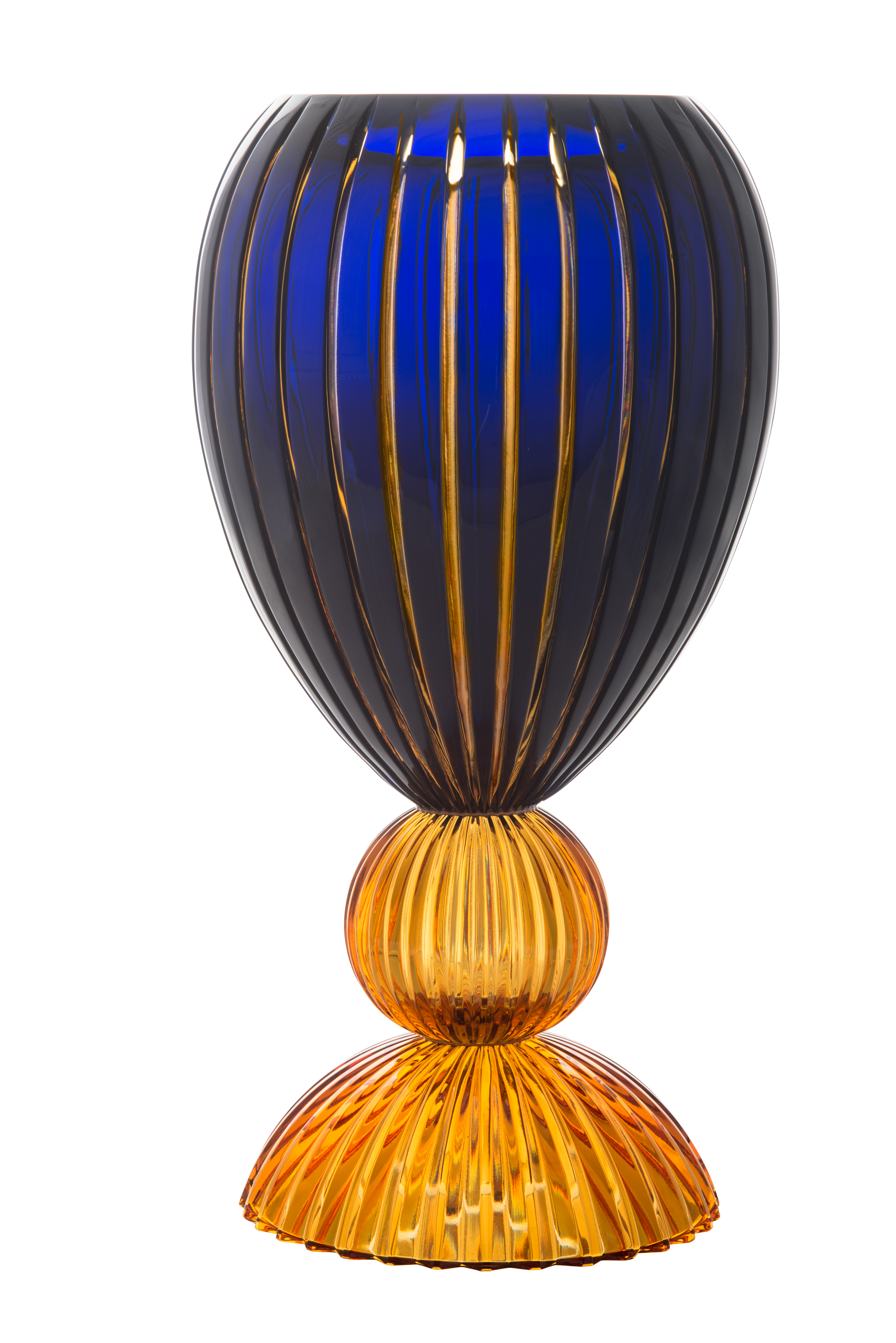 

Amber Blue Vase W/amber Base