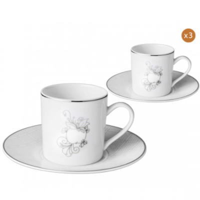 

Christofle Jardin D'eden- Set Of 6 Demitasse Cups And Saucers