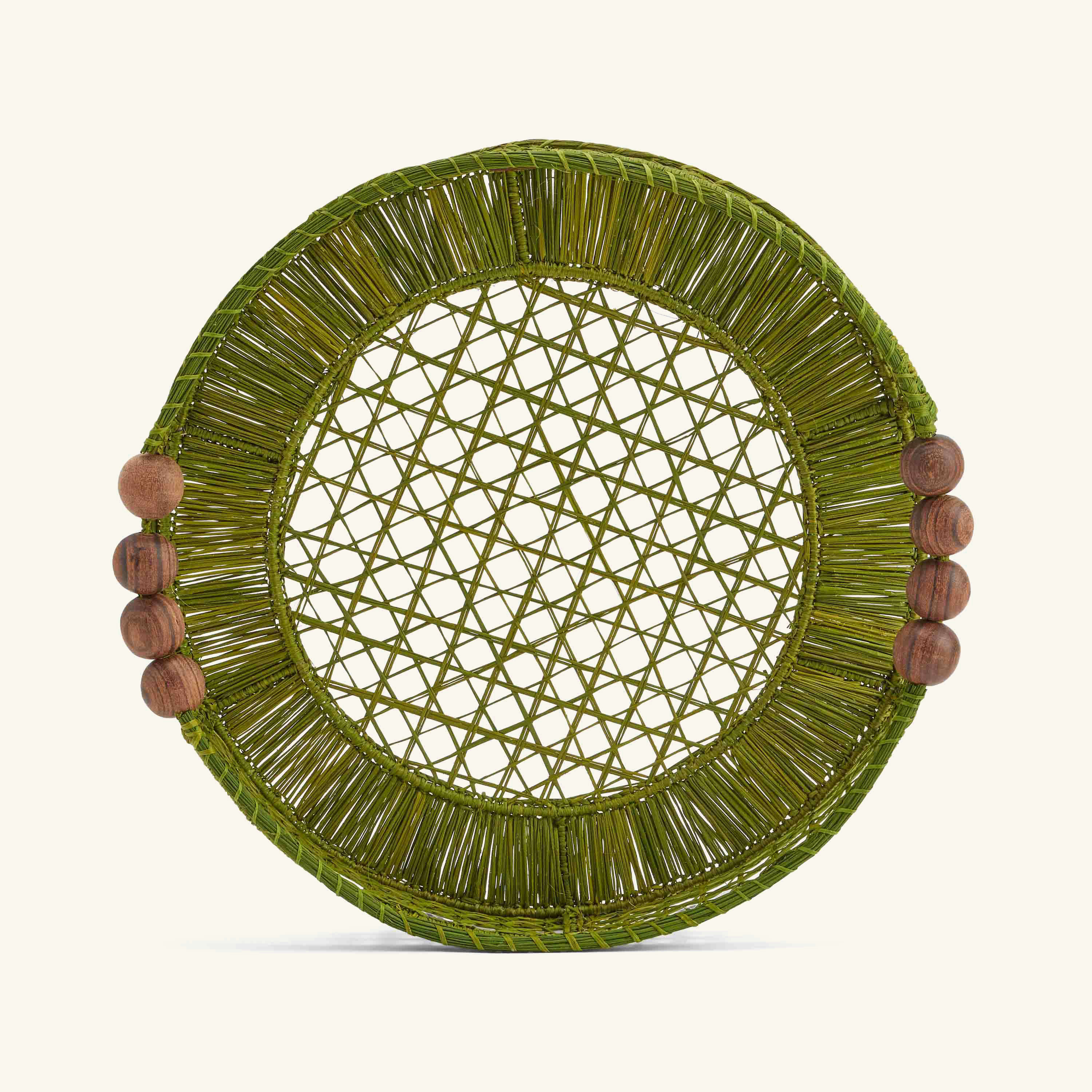 

Green Raffia Straw Woven Tray – Medium