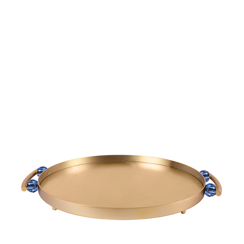 

Ramz By Villari Gold & Sapphire Round Tray