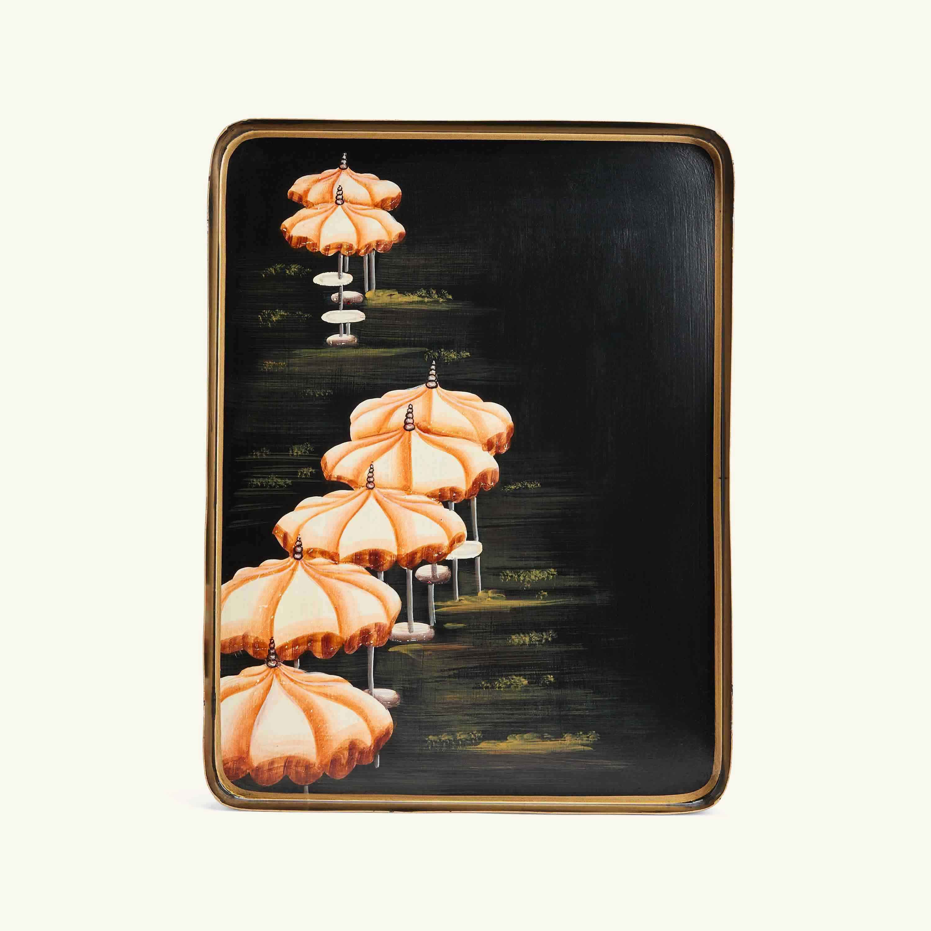 

Flora Hand Painted Tray- Black