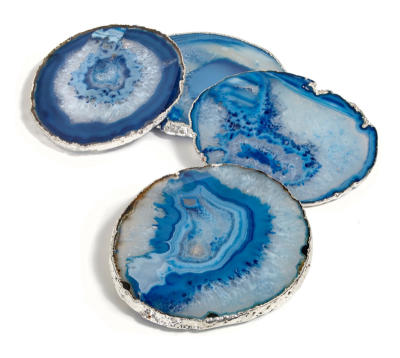 

Lumino Azure Agate And Silver Coasters - Set Of 4